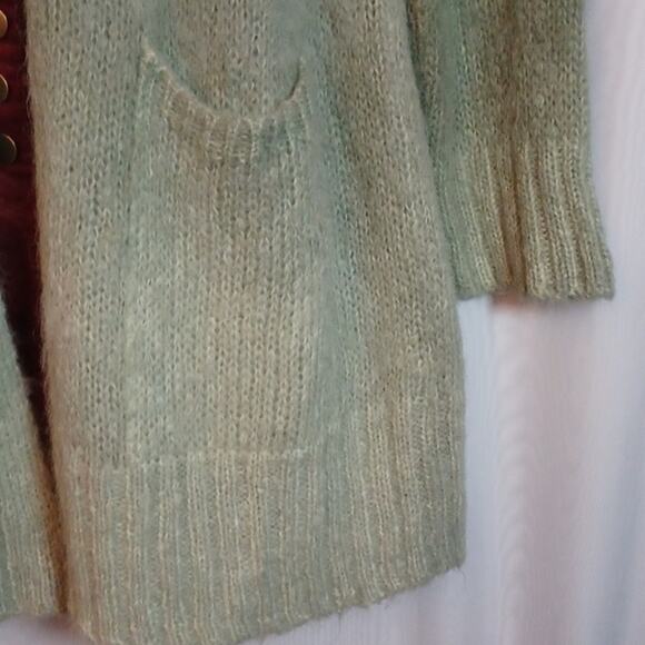 Anthropologie Alpaca & Merino Wool Two Tone Green Cardigan Size S. - Picture 5 of 14